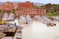 Boats and yachts by Granville island. Royalty Free Stock Photo