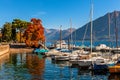 Boats and yachts on Lake Maggiore in Locarno, Switzerland Royalty Free Stock Photo