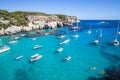 Boats and yachts on Macarella beach, Menorca, Spain