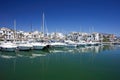 Boats and yachts moored in Duquesa port in Spain on the Costa de