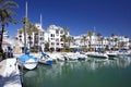 Boats and yachts moored in Duquesa port in Spain on the Costa de