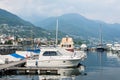 Boats and yachts on the pier of the Lake Maggiore, Locarno Royalty Free Stock Photo