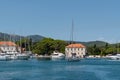 Boats and yachts in the port of Jelsa on the island of Hvar in Croatia Royalty Free Stock Photo