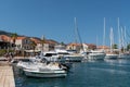 Boats and yachts in the port of Jelsa on the island of Hvar in Croatia Royalty Free Stock Photo