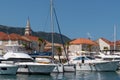 Boats and yachts in the port of Jelsa on the island of Hvar in Croatia Royalty Free Stock Photo