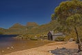 The Boatshed at the shore of Dove Lake in Cradle Mountain - Lake St Clair National Park. Royalty Free Stock Photo
