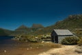 The Boatshed at the shore of Dove Lake in Cradle Mountain - Lake St Clair National Park. Royalty Free Stock Photo