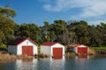 3 Boatsheds at Anglesea on the Great Ocean Road in Victoria Australia on 21st June 2010 Royalty Free Stock Photo