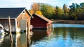 Boatsheds at Turku archipelago Royalty Free Stock Photo