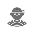 Boatswain, sailor, pirate grey icon. Isolated on white background