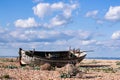 Boatwreck on a shingle beach