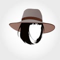 Bob cut silhouette in hat