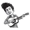 Bob Dylan Cartoon Playing Guitar