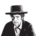 Bob Dylan Hand Drawn Drawing Vector Portrait