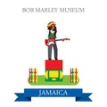 Bob Marley Museum in Jamaica vector flat attraction landmarks