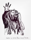 Bob Marley sing vector sketch portrait isolated Royalty Free Stock Photo