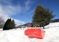 Bob for playing in the snow in mountains Royalty Free Stock Photo