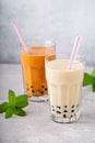 Boba bubble tea with straws Royalty Free Stock Photo