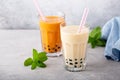 Boba bubble tea with straws Royalty Free Stock Photo