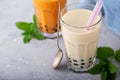 Boba bubble tea with straws Royalty Free Stock Photo