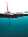 Bobber with fishing line under water Royalty Free Stock Photo