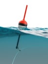 Bobber with fishing line under water Royalty Free Stock Photo