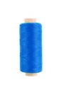 Bobbin of blue thread isolated