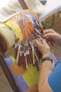 Bobbin lace-making Royalty Free Stock Photo