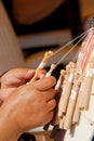 Bobbin lace making Royalty Free Stock Photo