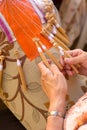 Bobbin lace making Royalty Free Stock Photo