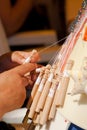 Bobbin lace making Royalty Free Stock Photo