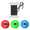 Bobbin with needle thread icon flat. vector illustration Royalty Free Stock Photo