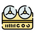 Bobbin tape recorder icon color outline vector