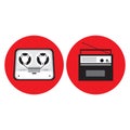 Bobbin tape recorder, radio in retro style, vector illustration