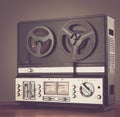 Bobbin tape recorder retro micrphone. HD photo. Royalty Free Stock Photo