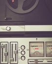Bobbin tape recorder retro micrphone. HD photo. Royalty Free Stock Photo