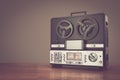 Bobbin tape recorder retro micrphone. HD photo. Royalty Free Stock Photo