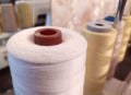 Bobbin of thread sewing workshop. Handmade tailor Royalty Free Stock Photo