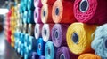 Bobbins with colored thread for industrial textile machines Royalty Free Stock Photo