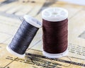 Bobbins and sewing instructions Royalty Free Stock Photo