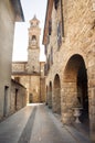 Bobbio emilia romagna village street bell tower italy Royalty Free Stock Photo