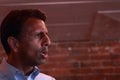 Bobby Jindal, Governor of Louisiana and presidential hopeful speaks at Smokey Row Coffee House, Oskaloosa, Iowa