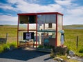 Bobby`s Bush Shelter - also known as the Unst Bus Shelter - near Baltasound on the island of Unst in Shetland, Scotland, UK