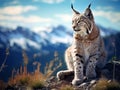 Bobcat feline lynx cat animal wildlife grass Royalty Free Stock Photo