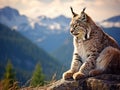 Bobcat feline lynx cat animal wildlife grass Royalty Free Stock Photo