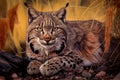 bobcat with full belly, after a successful hunt Royalty Free Stock Photo