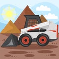 BobCat loader on building plot during landscaping, construction and digging works - vector image Royalty Free Stock Photo