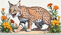 Bobcat Lynx feline cat rufus small animal predator stalking