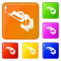 Bobcat machine icons set vector color Royalty Free Stock Photo