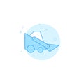 Bobcat machine, mini bulldozer flat vector icon. Filled line style. Blue monochrome design. Editable stroke Royalty Free Stock Photo